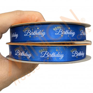 12mmx20yds Twinkling Happy Birthday Blue Ribbon