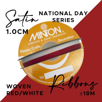 10mmx20yds Woven Red/White Ribbon