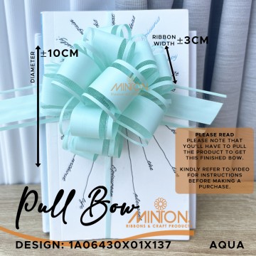 Pull Bow Pompom ±10cm(W) Aqua Blue