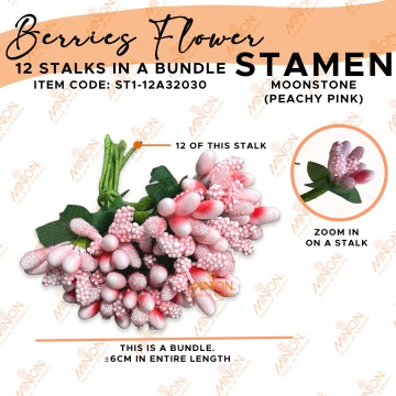 Stamen Pistils Berries 12 Stalks in a Bundle Moonstone