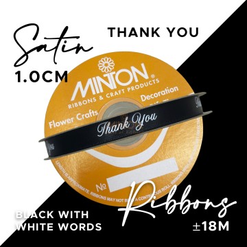 10mmx20yds Thank You Ribbon Black