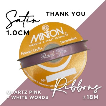 10mmx20yds Thank You Ribbon QuartzPink/White