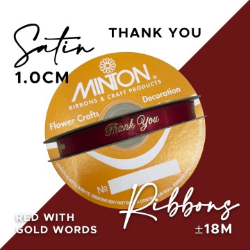 10mmx20yds Thank You Ribbon Red/Gold