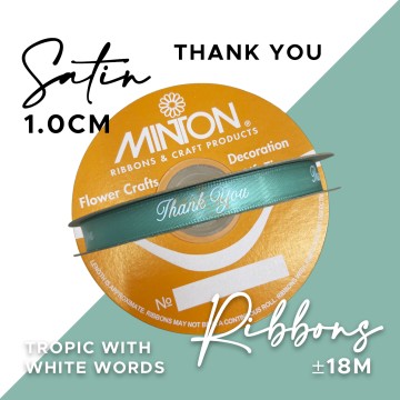 10mmx20yds Thank You Ribbon Tropic Green/White