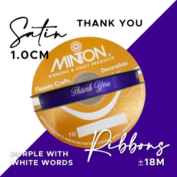 10mmx20yds Thank You Ribbon Purple/White