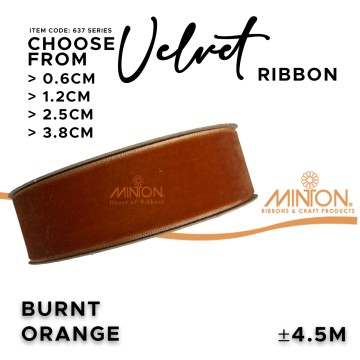 5yds Velvet Ribbon Burnt Orange