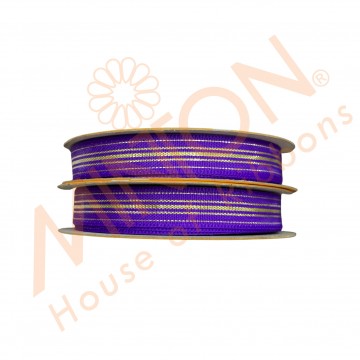 10mmx15yds Gold Stripes Ultraviolet Purple