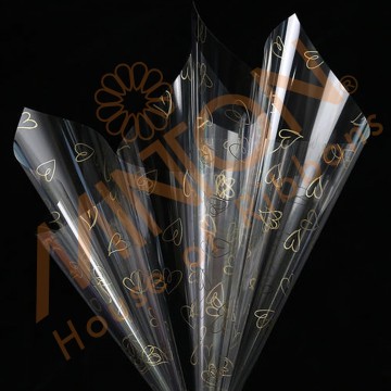 Hearts Cello Plastic Wrapper, 58cmx58cmx20pcs Gold